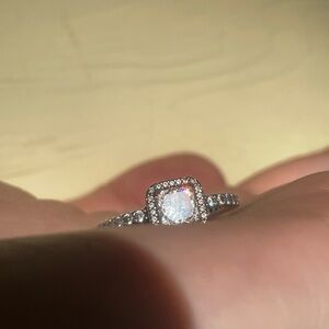 Pandora square sparkle halo ring size 7